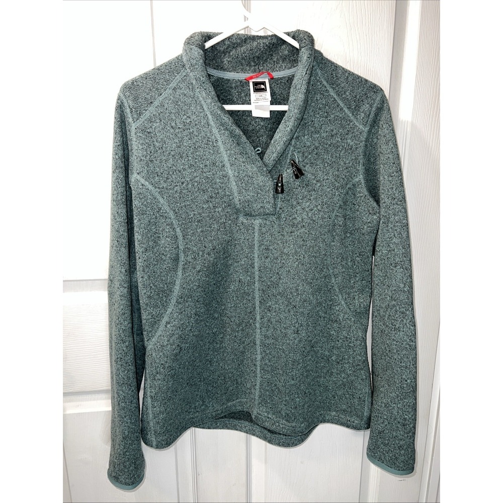 The North Face Women's Heather Teal Half-Zip Cowl Pullover